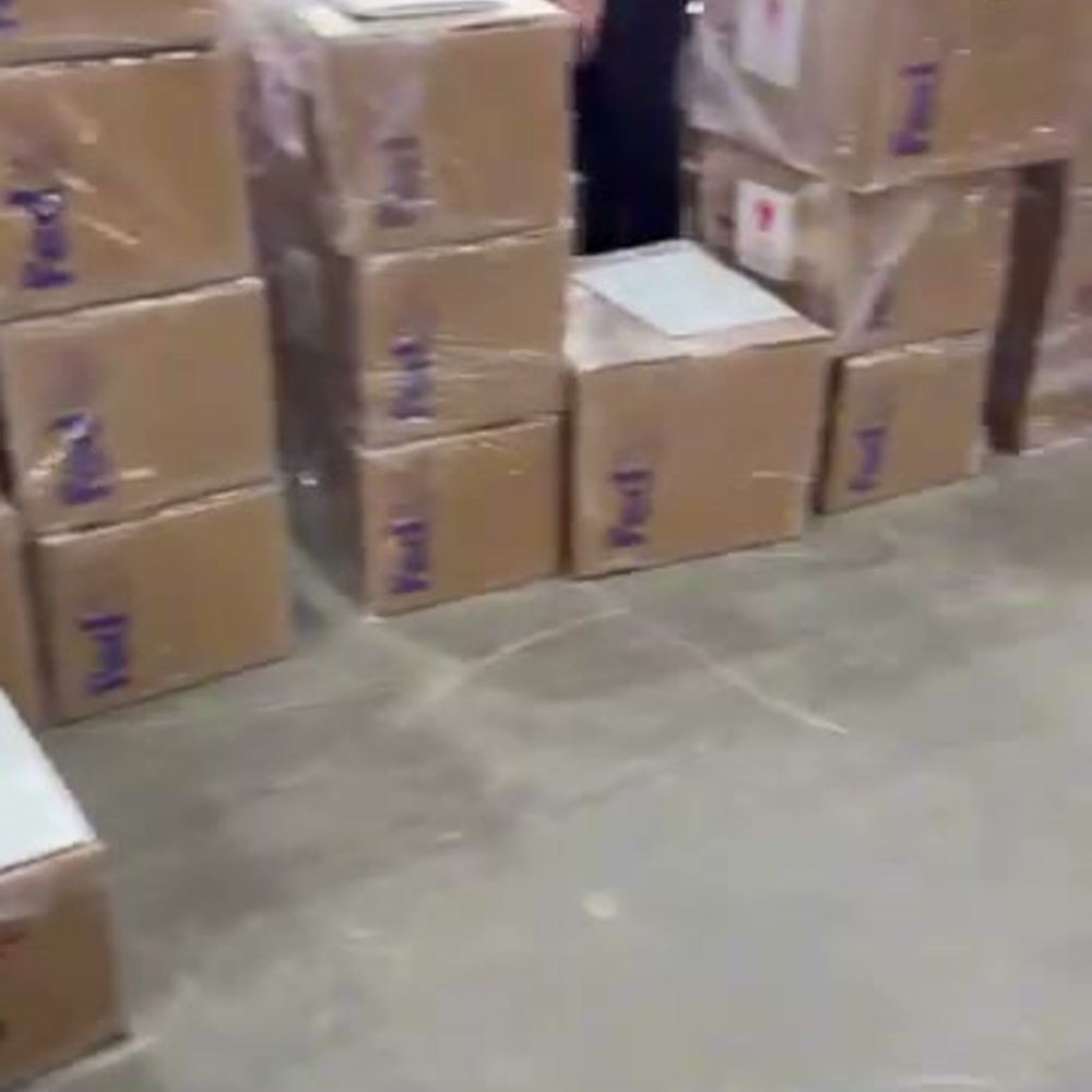 Packed and labelled boxes at the CS Minerals warehouse, ready for crystal wholesale suppliers in the USA